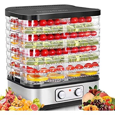 COOCHEER Dörrautomat Dörrapparat für Obst und Gemüse,Lebensmitteltrockner, 400W mit Temperatur einstellbar, Schwarz Silber COOCHEER Dörrautomat Dörrapparat für Obst und Gemüse,Lebensmitteltrockner, 400W mit Temperatur einstellbar, Schwarz Silber