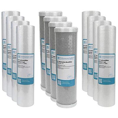 Trinkwasserladen 2 Jahre Filter Set 10" 12-teilig Ersatzfilter Umkehrosmose RO Sediment Aktivkohle Trinkwasserladen 2 Jahre Filter Set 10" 12-teilig Ersatzfilter Umkehrosmose RO Sediment Aktivkohle