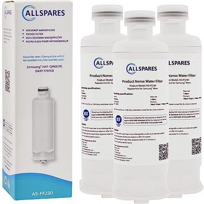AllSpares Wasserfilter für Kühlschrank geeignet für Samsung DA97-17376B / HAF-QIN/EXP (3 Stück) AllSpares Wasserfilter für Kühlschrank geeignet für Samsung DA97-17376B / HAF-QIN/EXP (3 Stück)