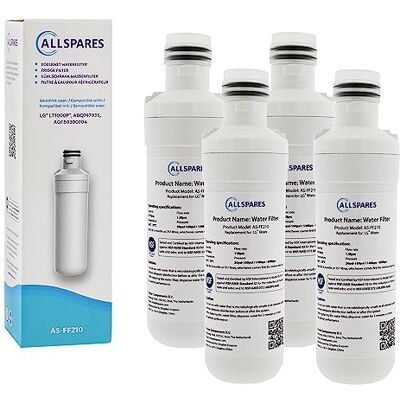 AllSpares Wasserfilter für Kühlschrank geeignet für LG LT1000P / AGF80300704 / ADQ74793501 (4 Stück) AllSpares Wasserfilter für Kühlschrank geeignet für LG LT1000P / AGF80300704 / ADQ74793501 (4 Stück)