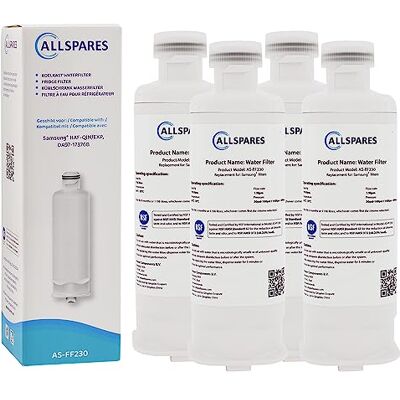 AllSpares Wasserfilter für Kühlschrank geeignet für Samsung DA97-17376B / HAF-QIN/EXP (4 Stück) AllSpares Wasserfilter für Kühlschrank geeignet für Samsung DA97-17376B / HAF-QIN/EXP (4 Stück)