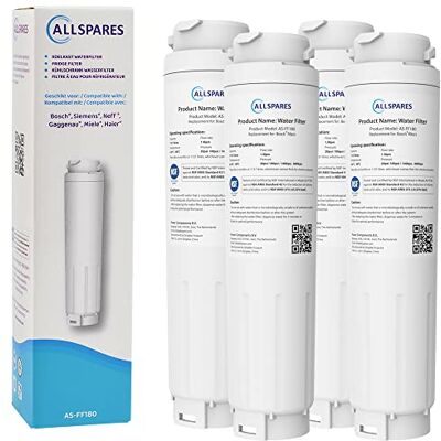 AllSpares Wasserfilter für Kühlschrank geeignet für Bosch Siemens Neff Gaggenau Balay 11034151/11028820 / 11034151 und Haier 49055530 (4 Stück) AllSpares Wasserfilter für Kühlschrank geeignet für Bosch Siemens Neff Gaggenau Balay 11034151/11028820 / 11034151 und Haier 49055530 (4 Stück)
