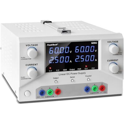 PeakTech 6190-2CH Labornetzteil DC 0-60V 0-2.5A 300W Labornetzgerät PeakTech 6190-2CH Labornetzteil DC 0-60V 0-2.5A 300W Labornetzgerät