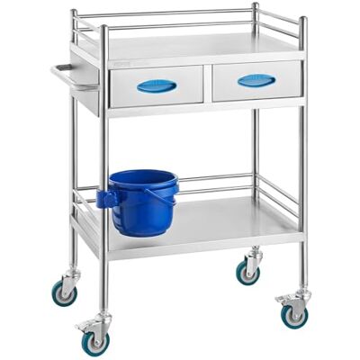 VEVOR 2 Böden mit 2 Schubladen Servierwagen Edelstahl Serving Lab Trolley Laborwagen Tragbar Abräumwagen Medical Dental Lab Cart Transportwagen Rollwagen Medizinisch, Universalräder, 2 Fußbremsen VEVOR 2 Böden mit 2 Schubladen Servierwagen Edelstahl Serving Lab Trolley Laborwagen Tragbar Abräumwagen Medical Dental Lab Cart Transportwagen Rollwagen Medizinisch, Universalräder, 2 Fußbremsen