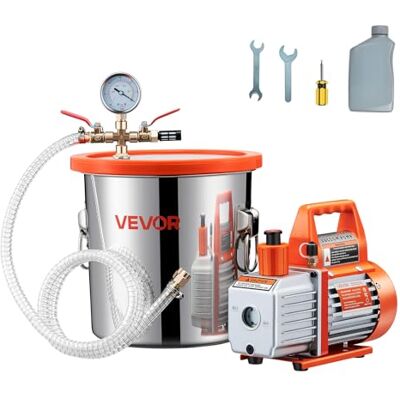 VEVOR 11,36 L Vakuumkammer mit Pumpe, 99 L/min, Edelstahl, Entgasungskammer-Kit, einstufig, Deckel aus gehärtetem Glas, 1,5 m Schlauch, zur Stabilisierung von Holzentgasungs-Silikonharz VEVOR 11,36 L Vakuumkammer mit Pumpe, 99 L/min, Edelstahl, Entgasungskammer-Kit, einstufig, Deckel aus gehärtetem Glas, 1,5 m Schlauch, zur Stabilisierung von Holzentgasungs-Silikonharz