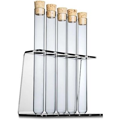 Tuuters Acryl Reagenzglasständer (5-Loch Ø20mm) mit Reagenzglas und Korken 5 Stück Reagenzgläser mit klarem Kunststoff Ständer für Gewürze, Deko, Blumen oder Laborbedarf Tuuters Acryl Reagenzglasständer (5-Loch Ø20mm) mit Reagenzglas und Korken 5 Stück Reagenzgläser mit klarem Kunststoff Ständer für Gewürze, Deko, Blumen oder Laborbedarf