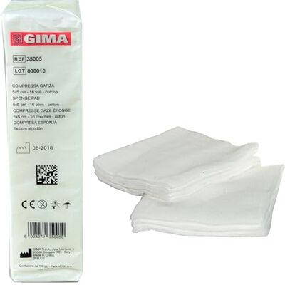 GIMA 35005 Baumwolle Schwamm Pad, 16-ply, Größe: 5 cm x 5 cm (1000 Stück) GIMA 35005 Baumwolle Schwamm Pad, 16-ply, Größe: 5 cm x 5 cm (1000 Stück)
