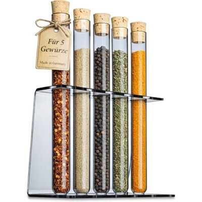 Tuuters Acryl Reagenzglasständer (5-Loch Ø18mm) mit Reagenzglas und Korken 5 Stück Reagenzgläser mit klarem Kunststoff Ständer für Gewürze, Deko, Blumen oder Laborbedarf Tuuters Acryl Reagenzglasständer (5-Loch Ø18mm) mit Reagenzglas und Korken 5 Stück Reagenzgläser mit klarem Kunststoff Ständer für Gewürze, Deko, Blumen oder Laborbedarf