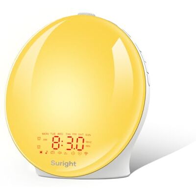 Suright Lichtwecker, Tageslichtwecker, Sonnenaufgang Wake Up Licht Wecker 2 Alarmen, Snooze, 15 Naturgeräusche, 18 Farblicht, 20 Helligkeit, Radio FM, Nachttischlampe, Wecker Kinder Suright Lichtwecker, Tageslichtwecker, Sonnenaufgang Wake Up Licht Wecker 2 Alarmen, Snooze, 15 Naturgeräusche, 18 Farblicht, 20 Helligkeit, Radio FM, Nachttischlampe, Wecker Kinder