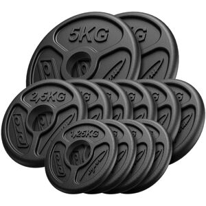 Olympia Guss Hantelscheiben-Set Gewichte mit ø50/51 mm Bohrung   Set 30 kg / 2 x 5 kg + 6 x 2,5 kg + 4 x 1,25 kg - Marbo Sport