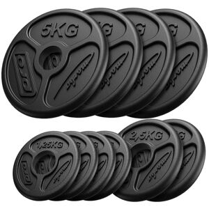 Olympia Guss Hantelscheiben-Set Gewichte mit ø50/51 mm Bohrung   Set 30 kg / 4 x 5 kg + 2 x 2,5 kg + 4 x 1,25 kg - Marbo Sport