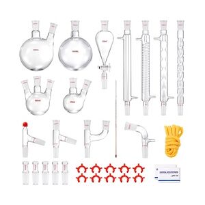 VEVOR Labor-Destillationsset, 3,3-Boro-Laborglas-Destillationsset mit 24- und 40-Verbindungen, 1000-ml-Destillationsgeräte-Set für Ätherische Öle, 32-teiliges Set mit Glaswaren