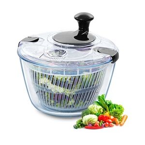 VEVOR Salatschleuder Salattrockner aus Glas 4,5 L, Gemüsetrockner, Waschmaschine, Salatreiniger & Trockner mit Schüsseldeckel aus Borosilikatglas, für Gemüse, Kräuter, Beeren, Früchte, ohne BPA