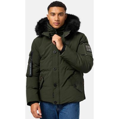 STONE HARBOUR Winter Steppjacke mit abnehmbarer Kunstfell-Kapuze "Halvaar" Olive mit schwarzem Fell M STONE HARBOUR Winter Steppjacke mit abnehmbarer Kunstfell-Kapuze "Halvaar" Olive mit schwarzem Fell M