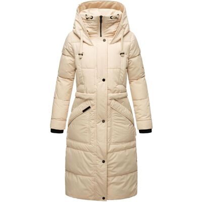 MARIKOO Langer Steppmantel mit Kapuze "Ayumii" Creme S MARIKOO Langer Steppmantel mit Kapuze "Ayumii" Creme S