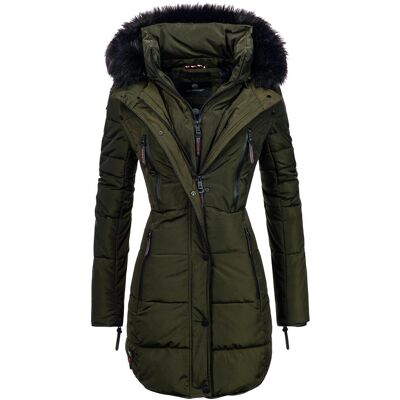 MARIKOO Gesteppter Kurzmantel mit Kunstfellkapuze "Moonshine" Olive L MARIKOO Gesteppter Kurzmantel mit Kunstfellkapuze "Moonshine" Olive L