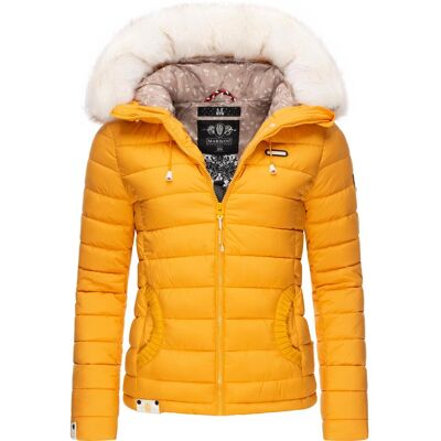 MARIKOO Leichte Steppjacke mit abnehmbarem Kunstfell "Nasriin" Yellow M MARIKOO Leichte Steppjacke mit abnehmbarem Kunstfell "Nasriin" Yellow M