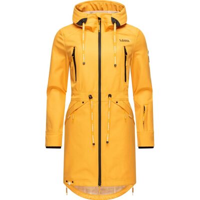 MARIKOO Langer Softshell-Mantel mit Kapuze "Racquellee" Amber Yellow XXXL MARIKOO Langer Softshell-Mantel mit Kapuze "Racquellee" Amber Yellow XXXL