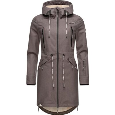 MARIKOO Langer Softshell-Mantel mit Kapuze "Racquellee" Grey Melange XS MARIKOO Langer Softshell-Mantel mit Kapuze "Racquellee" Grey Melange XS