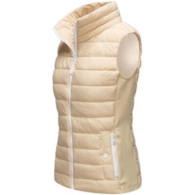 MARIKOO Leichte Steppweste mit seitlichen Rippbündchen "Reimii" Cream XXXL MARIKOO Leichte Steppweste mit seitlichen Rippbündchen "Reimii" Cream XXXL