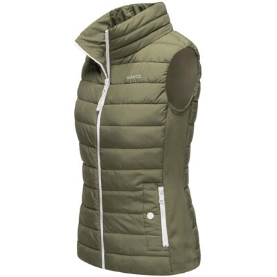 MARIKOO Leichte Steppweste mit seitlichen Rippbündchen "Reimii" Olive M MARIKOO Leichte Steppweste mit seitlichen Rippbündchen "Reimii" Olive M