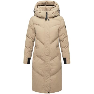 MARIKOO Langer Winter Steppmantel mit abnehmbarer Kapuze "Teonaa 16" Taupe Grey S MARIKOO Langer Winter Steppmantel mit abnehmbarer Kapuze "Teonaa 16" Taupe Grey S