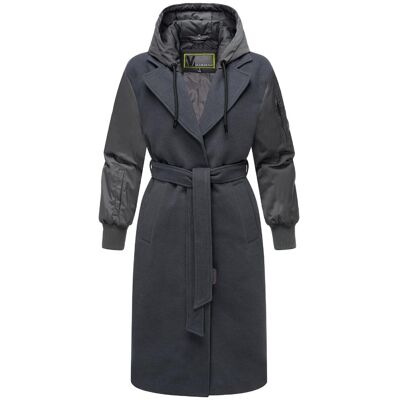 MARIKOO Übergangsmantel mit Bindegürtel "Tjadee 16" Anthracite XXL MARIKOO Übergangsmantel mit Bindegürtel "Tjadee 16" Anthracite XXL