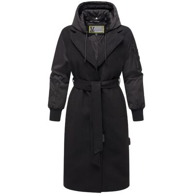 MARIKOO Übergangsmantel mit Bindegürtel "Tjadee 16" Black XS MARIKOO Übergangsmantel mit Bindegürtel "Tjadee 16" Black XS