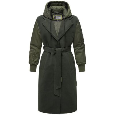 MARIKOO Übergangsmantel mit Bindegürtel "Tjadee 16" Dark Olive S MARIKOO Übergangsmantel mit Bindegürtel "Tjadee 16" Dark Olive S