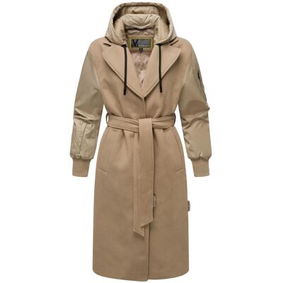 MARIKOO Übergangsmantel mit Bindegürtel "Tjadee 16" Sand Beige XL MARIKOO Übergangsmantel mit Bindegürtel "Tjadee 16" Sand Beige XL