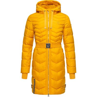 NAVAHOO Langer Winter Steppmantel mit Gürtel "Alpenveilchen" Yellow M NAVAHOO Langer Winter Steppmantel mit Gürtel "Alpenveilchen" Yellow M