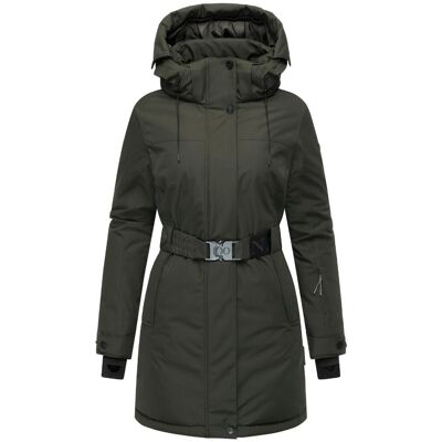 NAVAHOO Parka mit abnehmbarer Kapuze und Taillengürtel "Frostkuss 14" Dark Olive S NAVAHOO Parka mit abnehmbarer Kapuze und Taillengürtel "Frostkuss 14" Dark Olive S