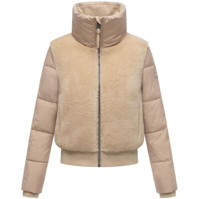 NAVAHOO Plüschjacke mit hohem Kragen "Teddyzone 14" Beige M NAVAHOO Plüschjacke mit hohem Kragen "Teddyzone 14" Beige M