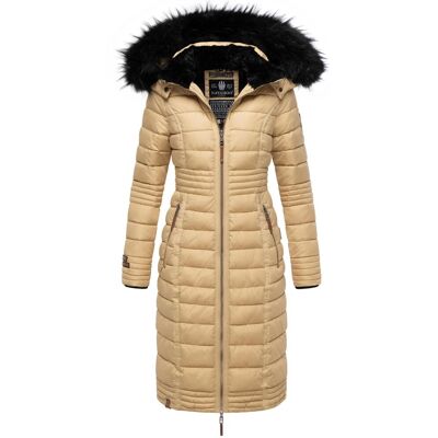 NAVAHOO Langer Winter Steppmantel mit Kunstfellkapuze "Umay" Sand XXL NAVAHOO Langer Winter Steppmantel mit Kunstfellkapuze "Umay" Sand XXL