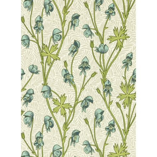 Morris & Co Tapete Monkshood - Aqua/ Peashoot