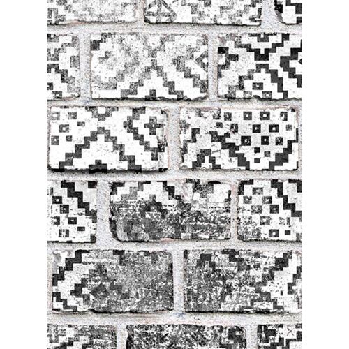 Ziegeltapete Decorated Bricks von Rebel Walls - B/W
