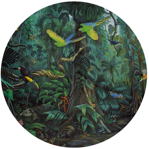 KEK Amsterdam Wandbild Tropical Landscape Green Circle - M - 1.9m