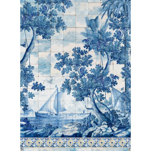 MINDTHEGAP Tapete Azure Mural - White/ Blue/ Yellow