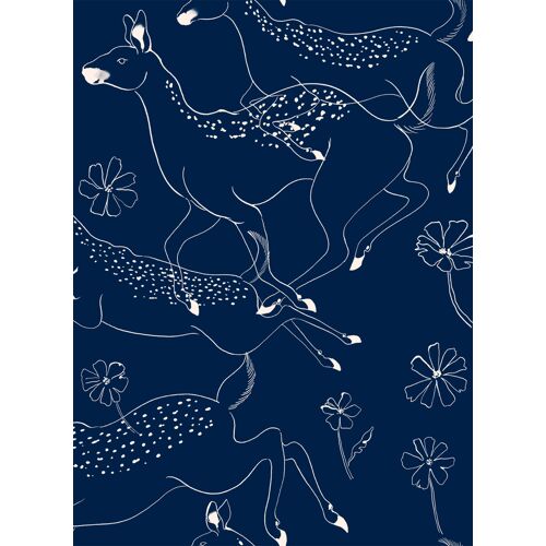 Coordonné Coordonne Wandbild Jumping Bambis - Marine