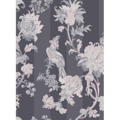 Streifentapete Zerzura von Cole & Son - Slate Grey & Pink Streifentapete Zerzura von Cole & Son - Slate Grey & Pink