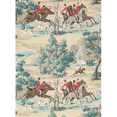 Jagdtapete Tally Ho von Sanderson - Teal/ Ruby Jagdtapete Tally Ho von Sanderson - Teal/ Ruby