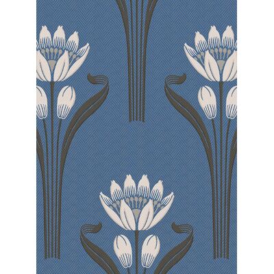 Florale Tapete Tulipes von Isidore Leroy - Bleu Florale Tapete Tulipes von Isidore Leroy - Bleu