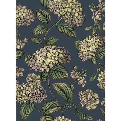 Cole & Son Tapete Ramo di Ortensia - Lime/ Purple on Ink Cole & Son Tapete Ramo di Ortensia - Lime/ Purple on Ink