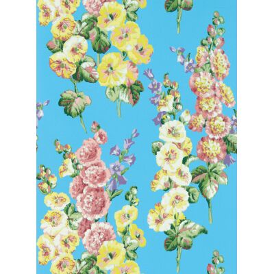 Sanderson Tapete Hollyhocks - Fire Pink/ Bright Blue Sanderson Tapete Hollyhocks - Fire Pink/ Bright Blue