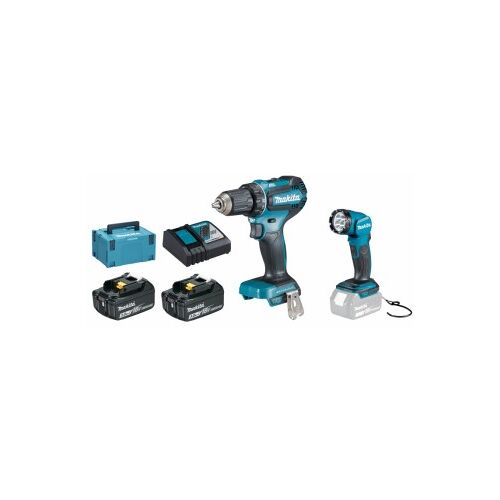 Makita DDF485RFJ 2x 3Ah Akku + Ladegerät + DML815 LED-Akku-Handleuchte
