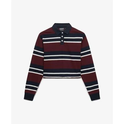 Polo-Shirt, langarm, Damen Superdry Athletic Essentials Stripe Rouge M female Polo-Shirt, langarm, Damen Superdry Athletic Essentials Stripe Rouge M female