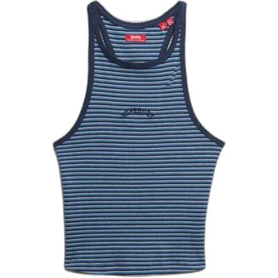 Gestreifter Racerback-Top mit Logo für Frauen Superdry Essential Bleu XS female Gestreifter Racerback-Top mit Logo für Frauen Superdry Essential Bleu XS female