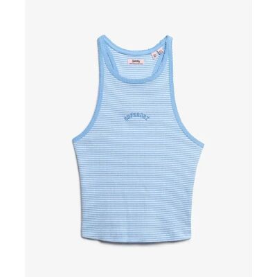 Gestreifter Racerback-Top mit Logo für Frauen Superdry Essential Bleu XS female Gestreifter Racerback-Top mit Logo für Frauen Superdry Essential Bleu XS female