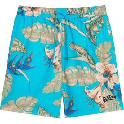 Badehose mit Hawaii-Print Superdry Turquoise M male Badehose mit Hawaii-Print Superdry Turquoise M male
