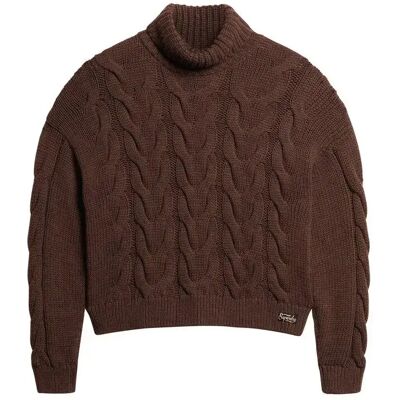 Damen Polo aus strukturiertem Strick mit Kette Superdry Marron L female Damen Polo aus strukturiertem Strick mit Kette Superdry Marron L female